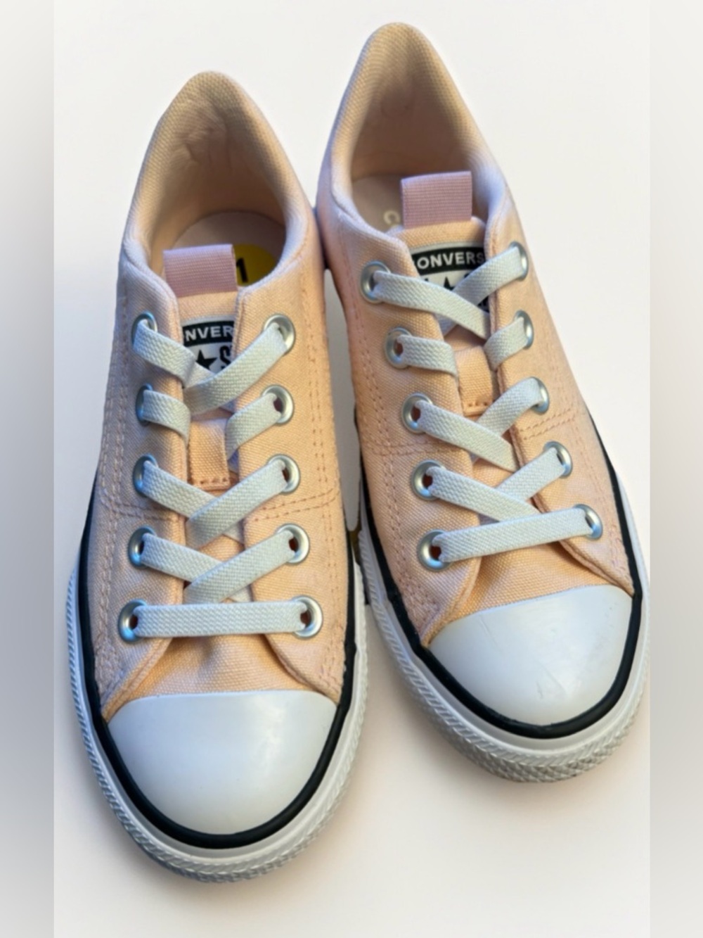 Girls Converse All Star Blush Pink Sneakers Butterfly Accents Sz 1 Low Top
